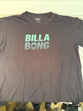 Billabong Black Tee with Teal Fade Logo